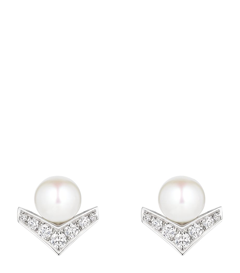 Chaumet white gold diamond pearl Joséphine Aigrette earrings - British product