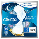 Always Sanitary Towels Infinity Night (Size 3) Wings   10 per pack GOODS M&S   