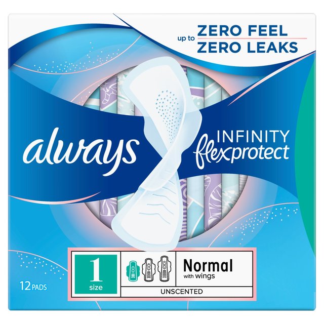 Always Sanitary Towels Infinity Normal (Size 1) Wings   12 per pack GOODS M&S   