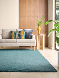 Teal Blue Cosy Washable Shaggy Rug