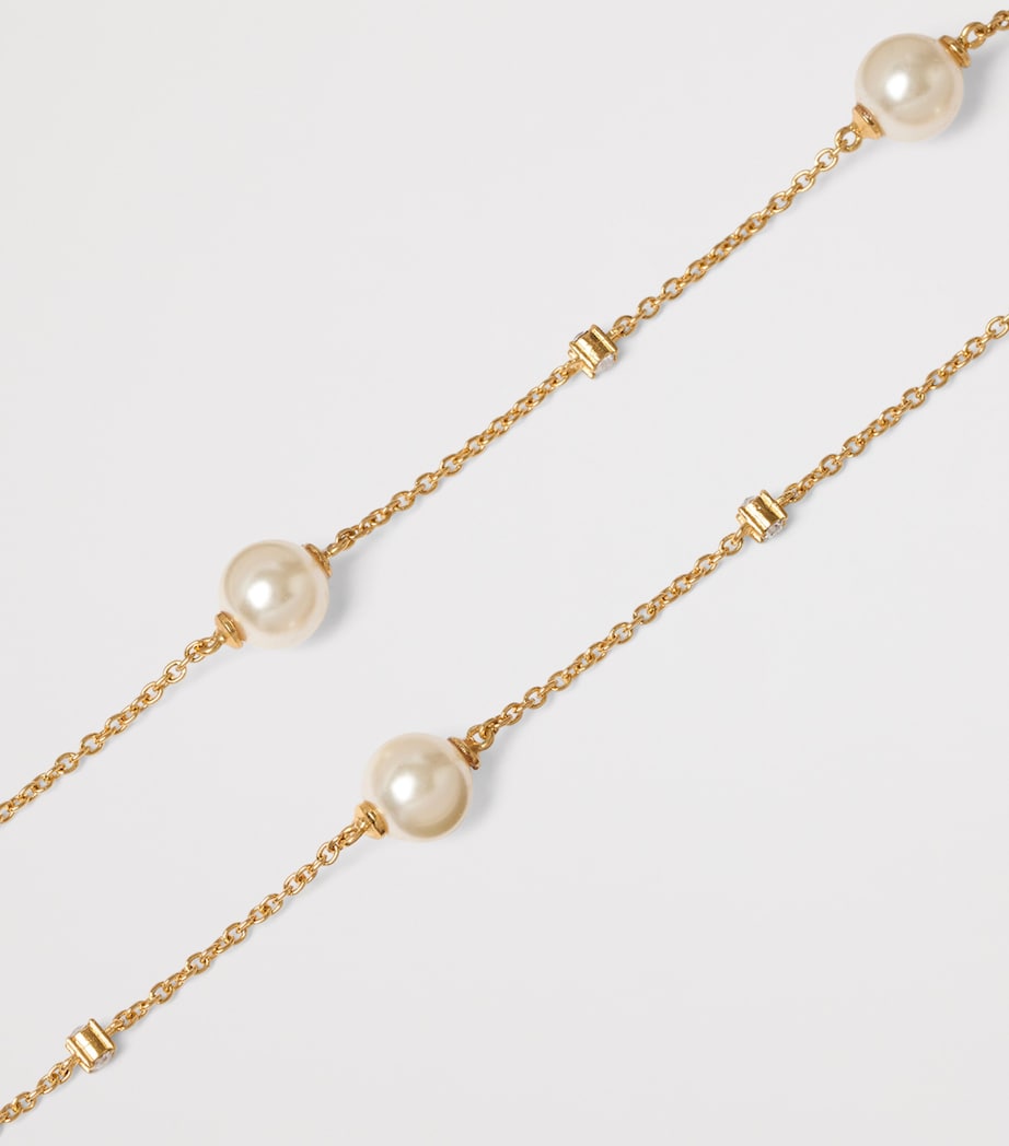 Valentino Garavani crystal and faux pearl VLogo necklace, imported from the UK