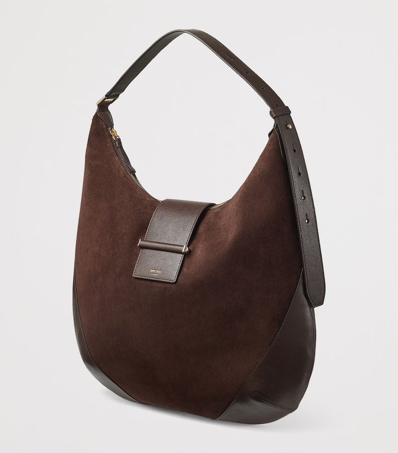 Jimmy Choo medium bar suede shoulder bag, imported from the UK