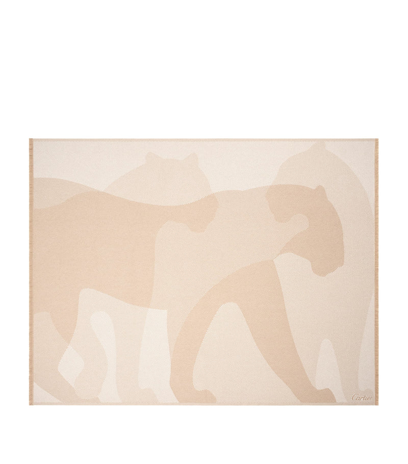 Cartier wool-cashmere blanket with panther motif 190x140cm - British product
