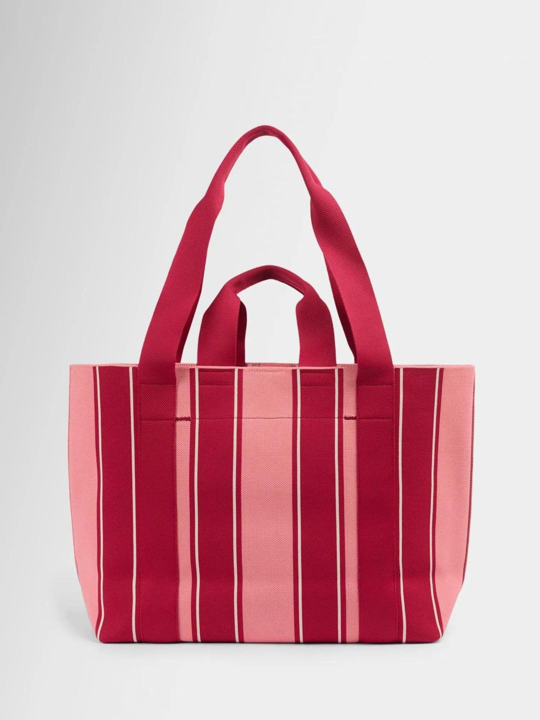 Sweaty Betty pink knitted stripe beach bag - British product
