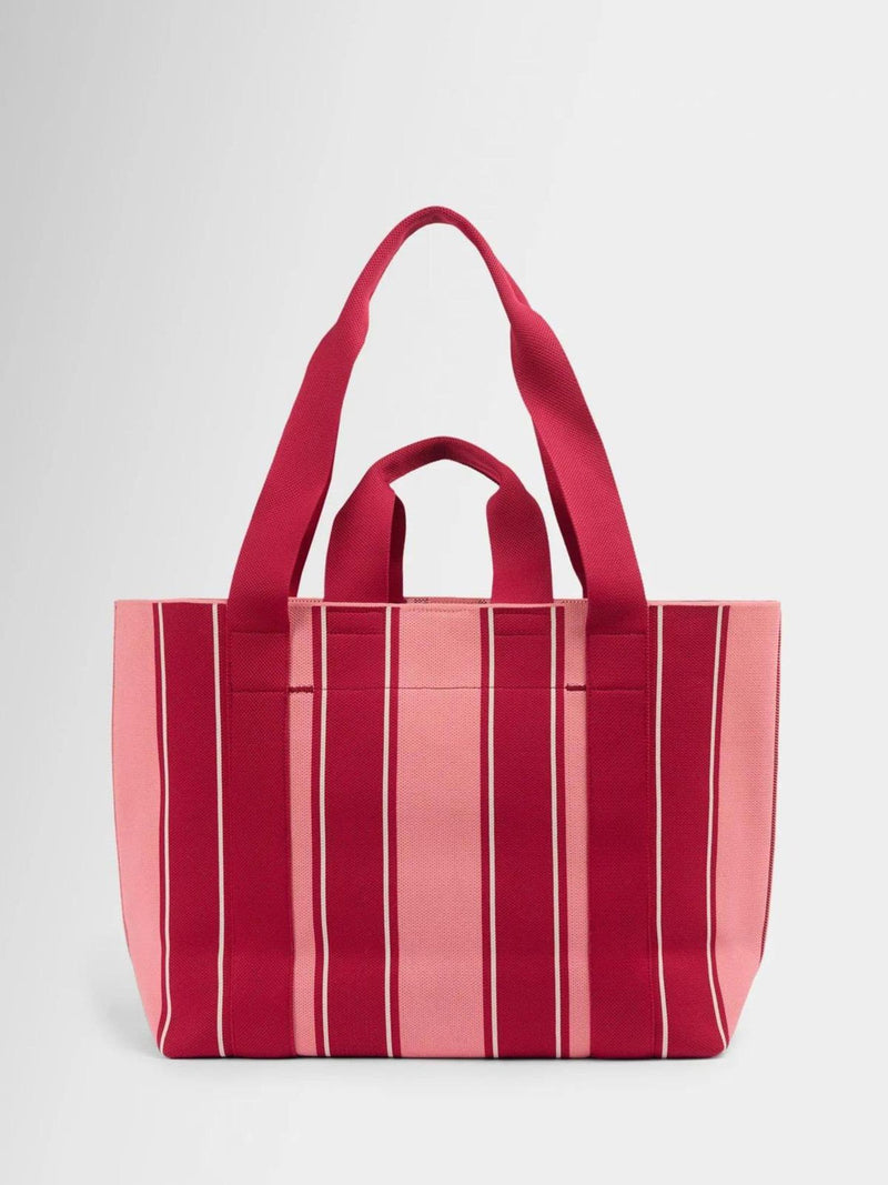 Sweaty Betty pink knitted stripe beach bag - British product
