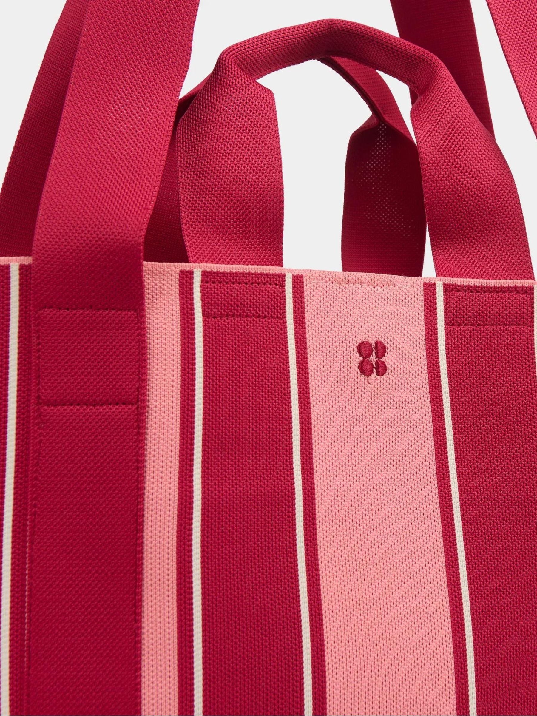 Sweaty Betty pink knitted stripe beach bag - British product