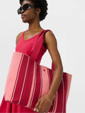 Sweaty Betty pink knitted stripe beach bag - British product
