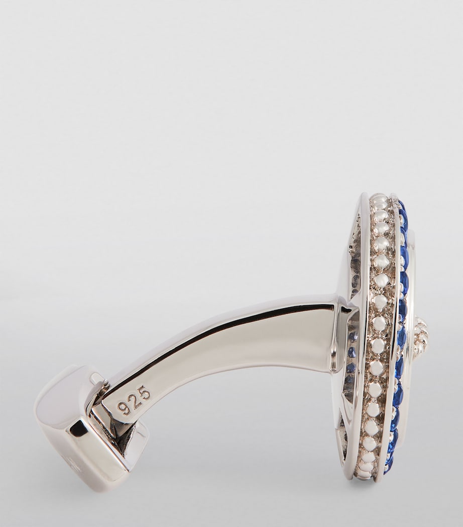 Tateossian stainless steel sapphire button cufflinks, UK version