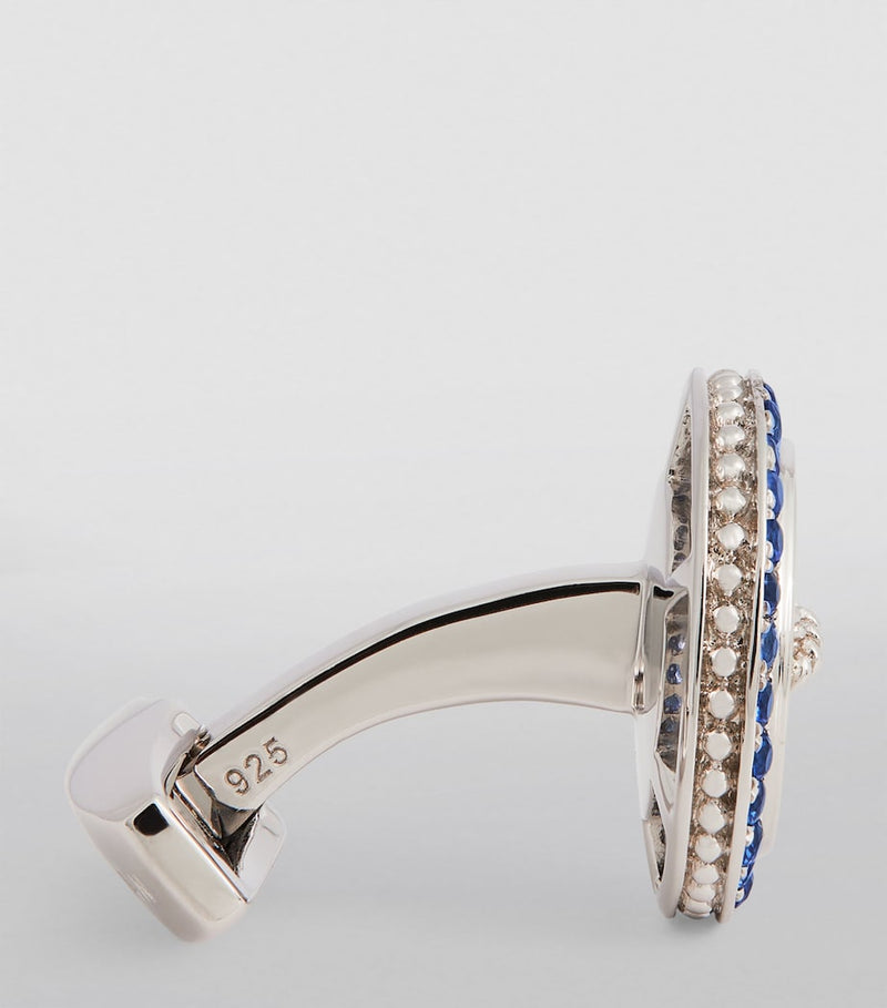 Tateossian stainless steel sapphire button cufflinks, UK version