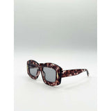 SVNX oversized chunky rectangle sunglasses brown multi, UK version