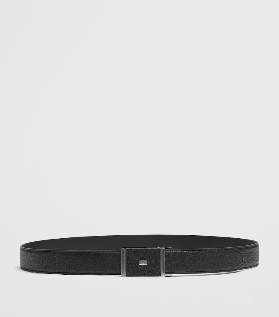Dunhill grained leather belt with automatic buckle - British brand