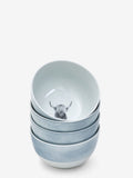Teal blue Hamish porcelain bowls set of 4, 14cm diameter (British brand)