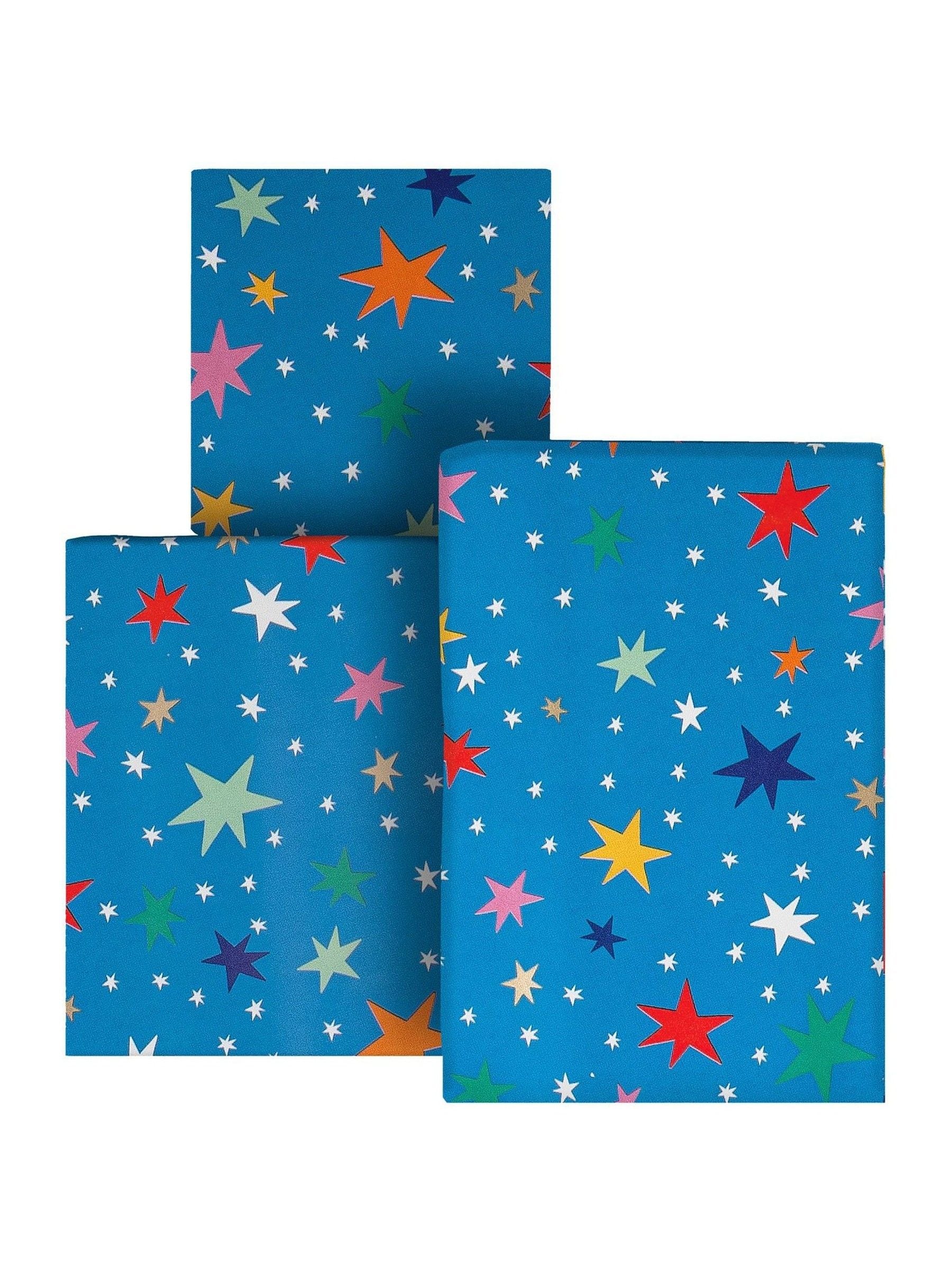 Hallmark colourful stars wrapping paper 3 rolls 70cm x 2m, UK version
