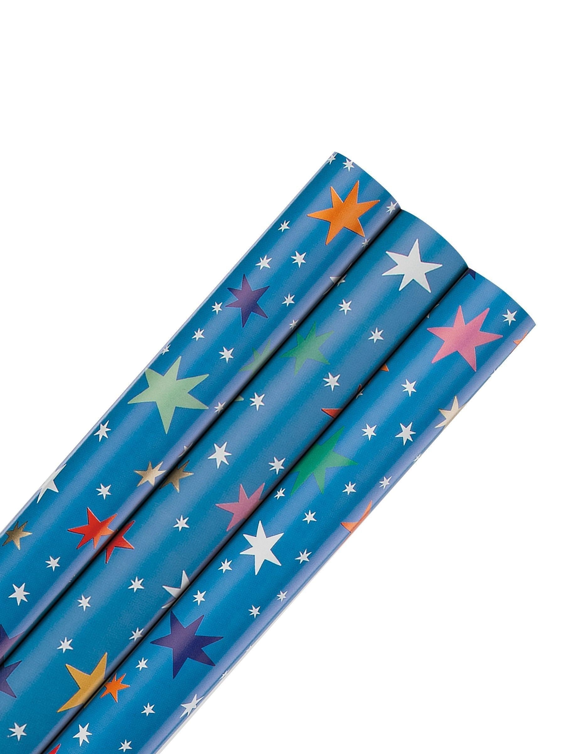 Hallmark colourful stars wrapping paper 3 rolls 70cm x 2m, UK version