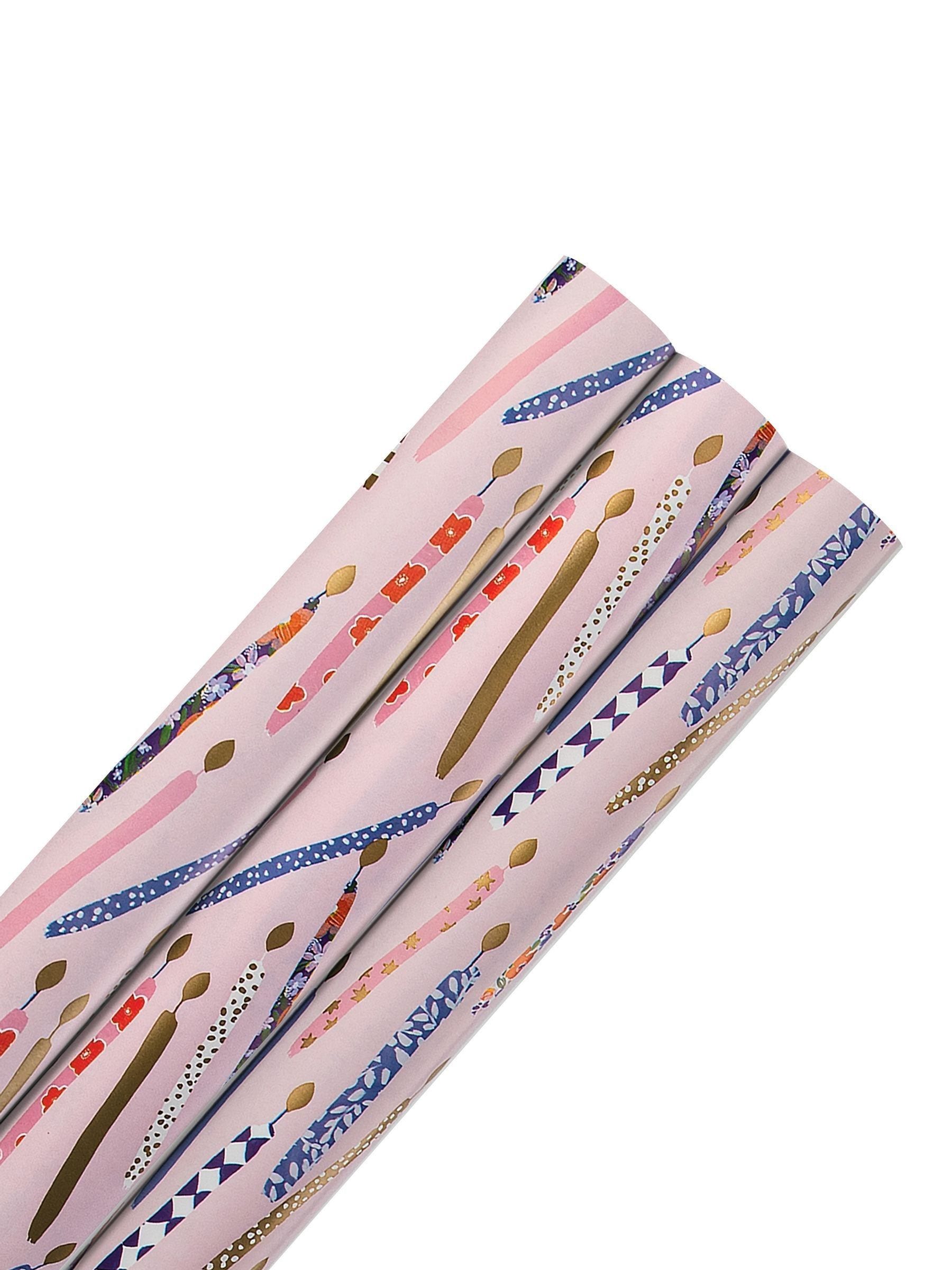Hallmark birthday candles wrapping paper 3 rolls 2m each (British brand)
