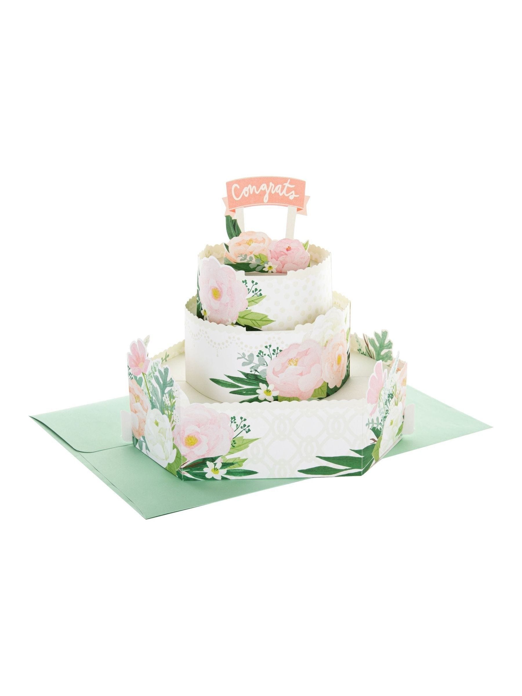 Hallmark 3D pop-up wedding card with cake design - British product