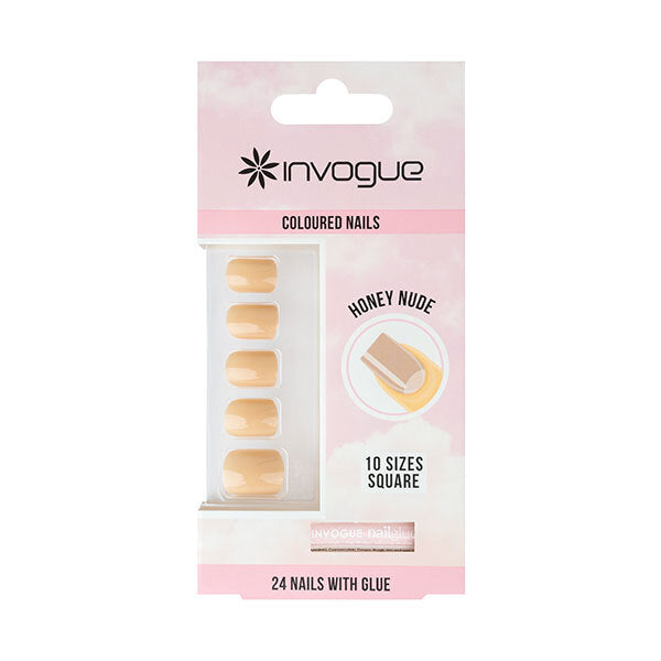 Invogue Honey Nude Square Nails - Pack of 24