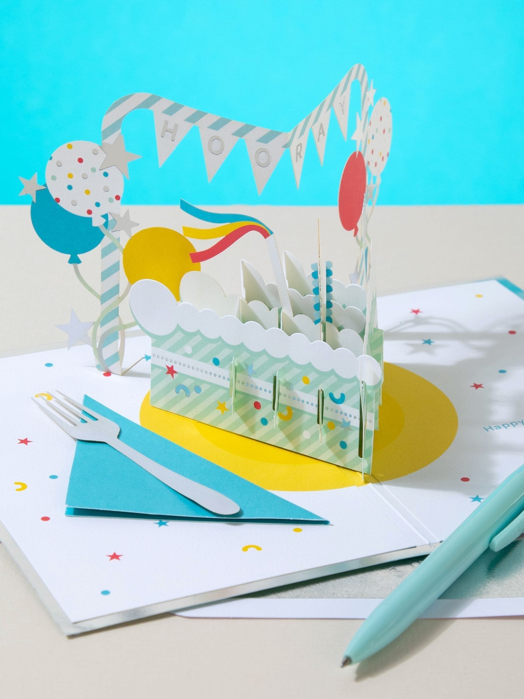 Hallmark birthday card 3D pop-up cake design, UK version