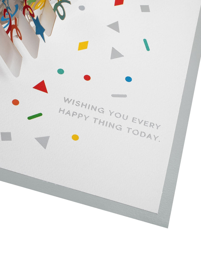 Hallmark 3D pop-up birthday card with colourful stripes, imported from the UK