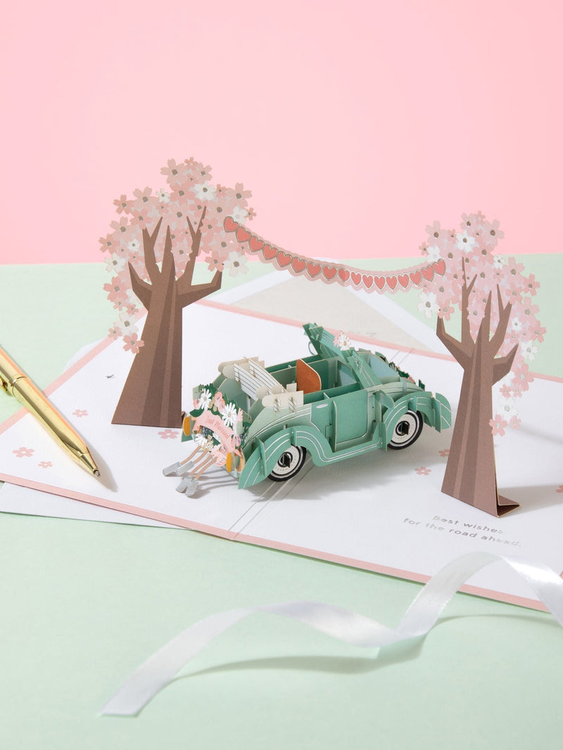 Hallmark green wedding card 3D pop-up cherry blossom - British product
