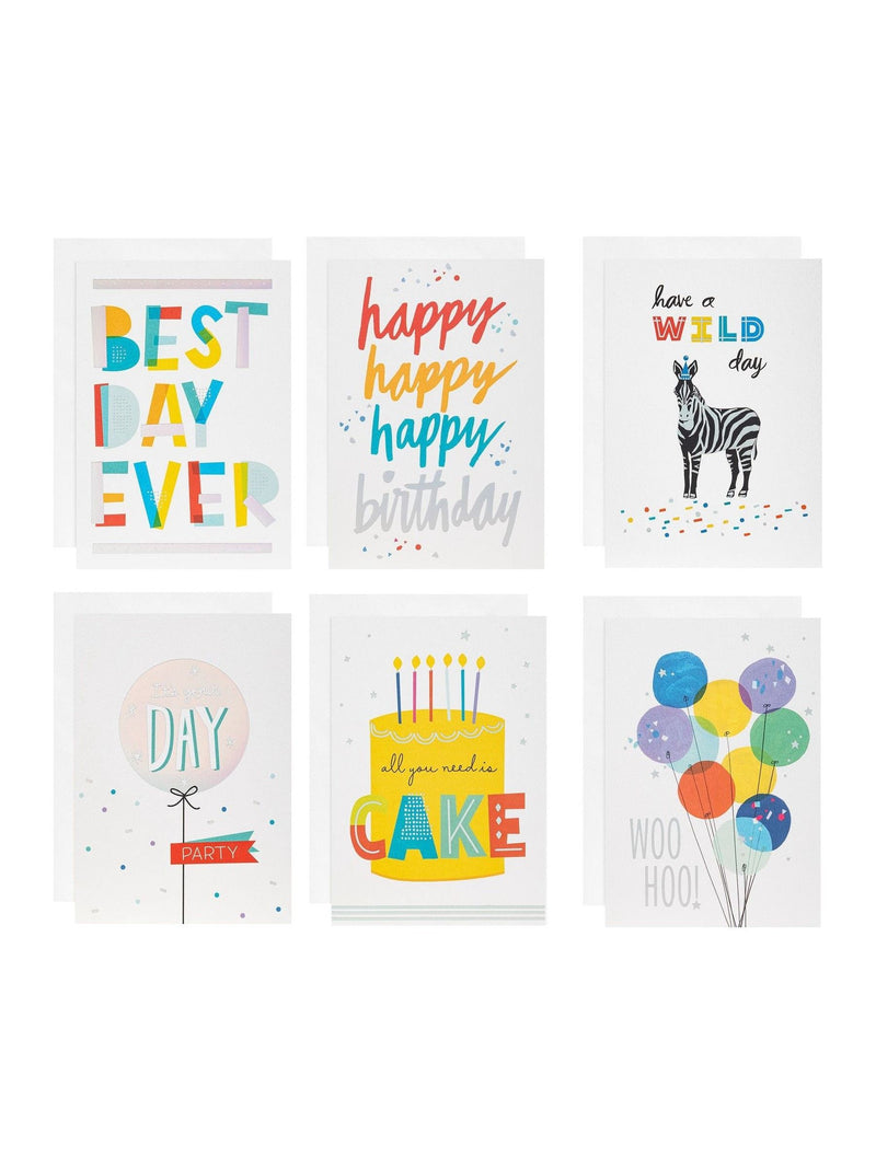 Hallmark 24 pack birthday cards colourful designs - British product
