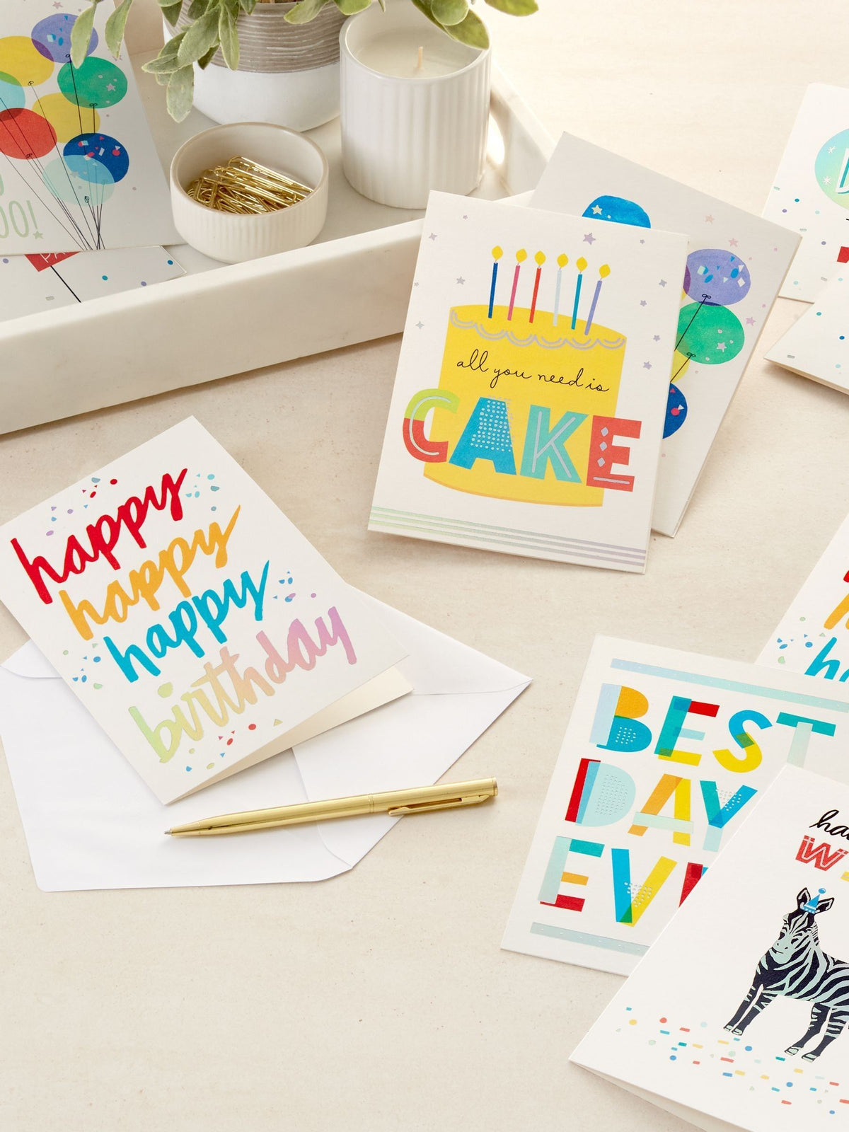 Hallmark 24 pack birthday cards colourful designs - British product