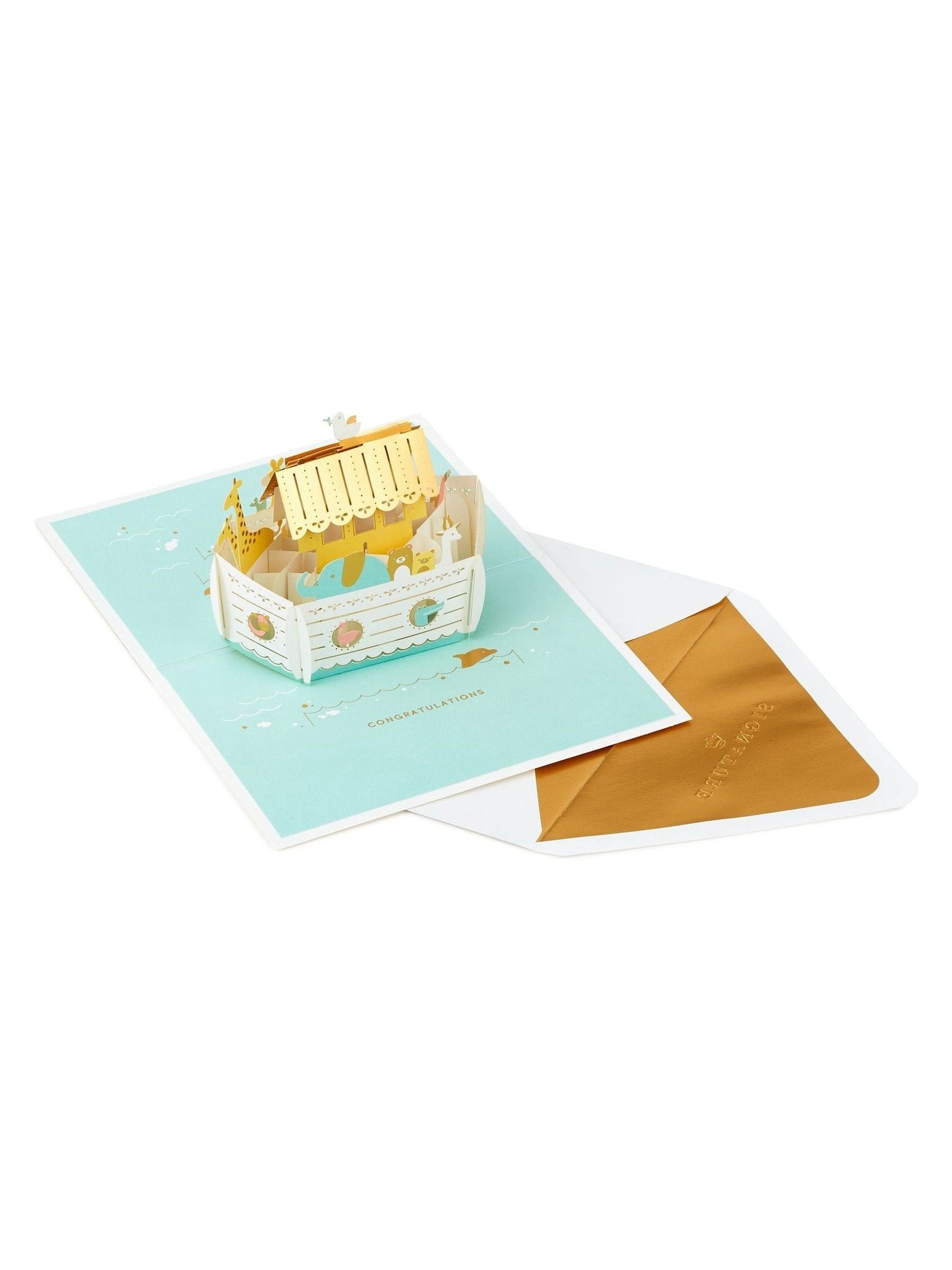 Hallmark new baby card 3D pop-up Noah's Ark design - British product