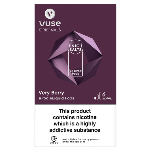 Vuse Vype ePod Refills Very Berry 6mg smoking control Sainsburys   