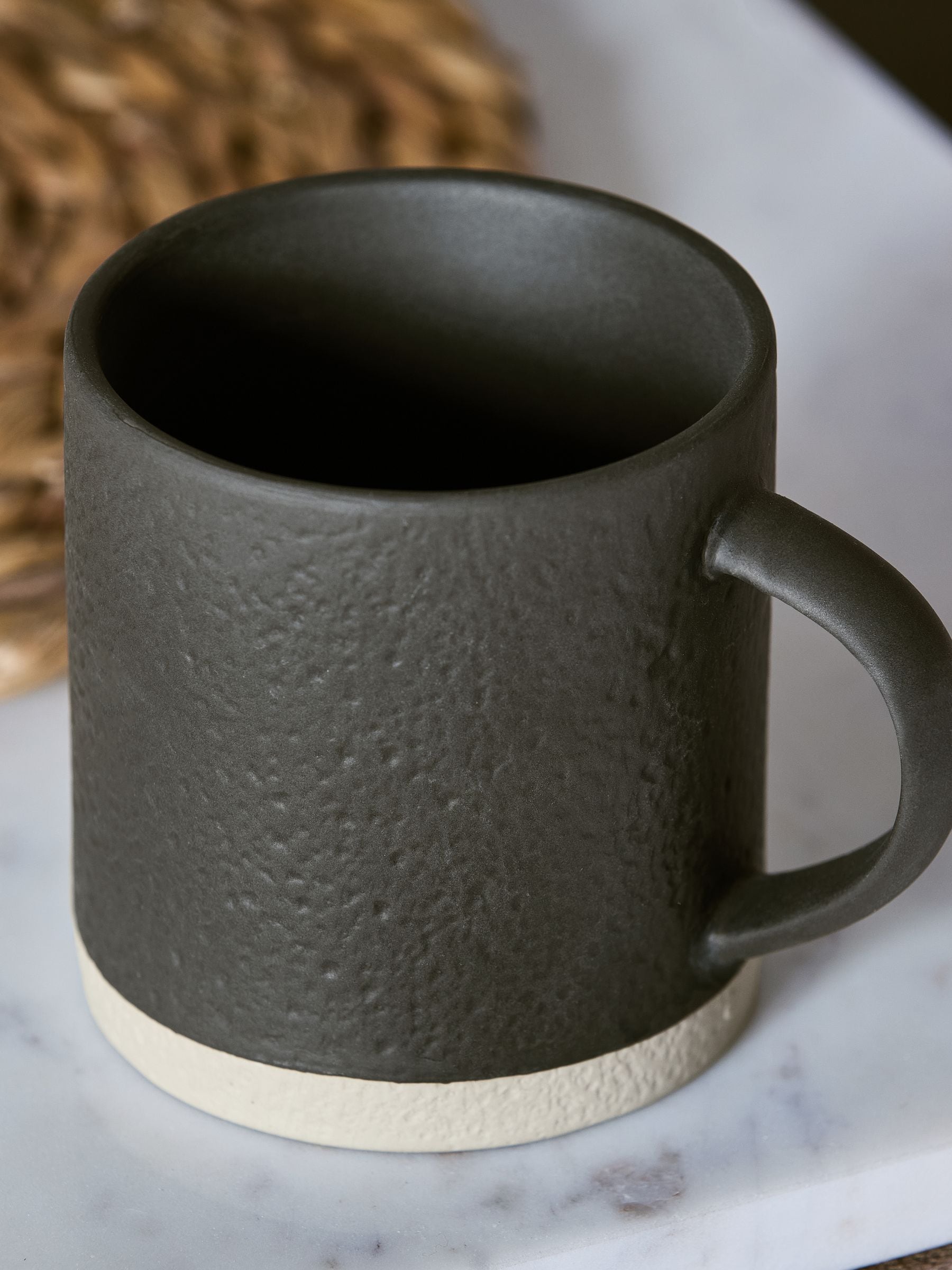 French Connection black zinc stoneware mugs set of 2 11cm - British product
