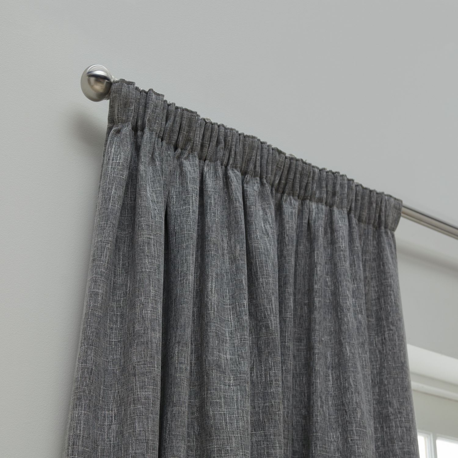 Habitat Thermal Blackout Linen Look Pencil Pleat Curtains - Charcoal -168x229cm