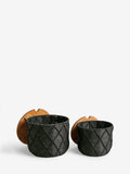 Black and wood lidded storage baskets set of 2, UK version