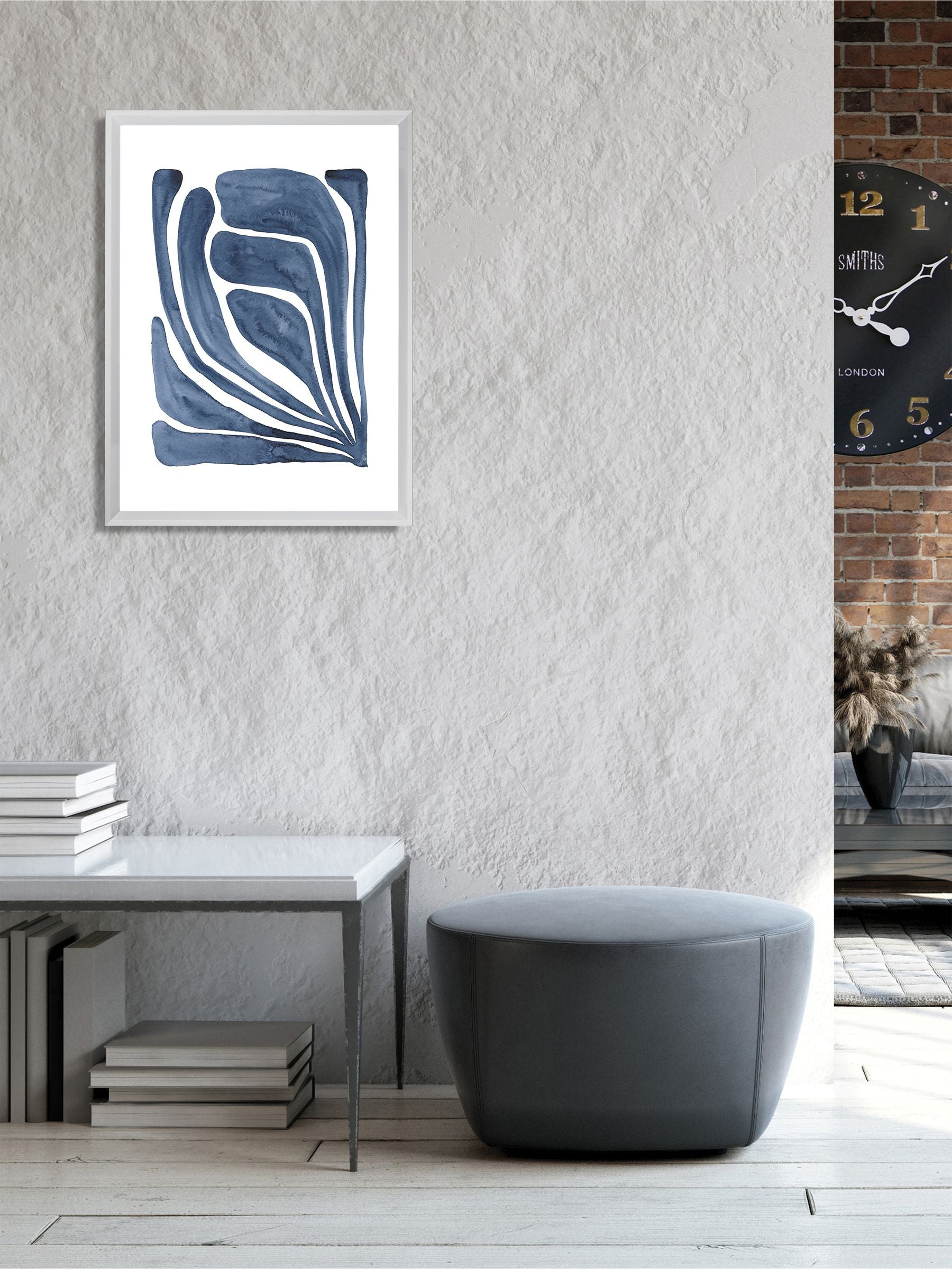 Brookpace Lascelles Blue Leaf I Artwork In White Frame