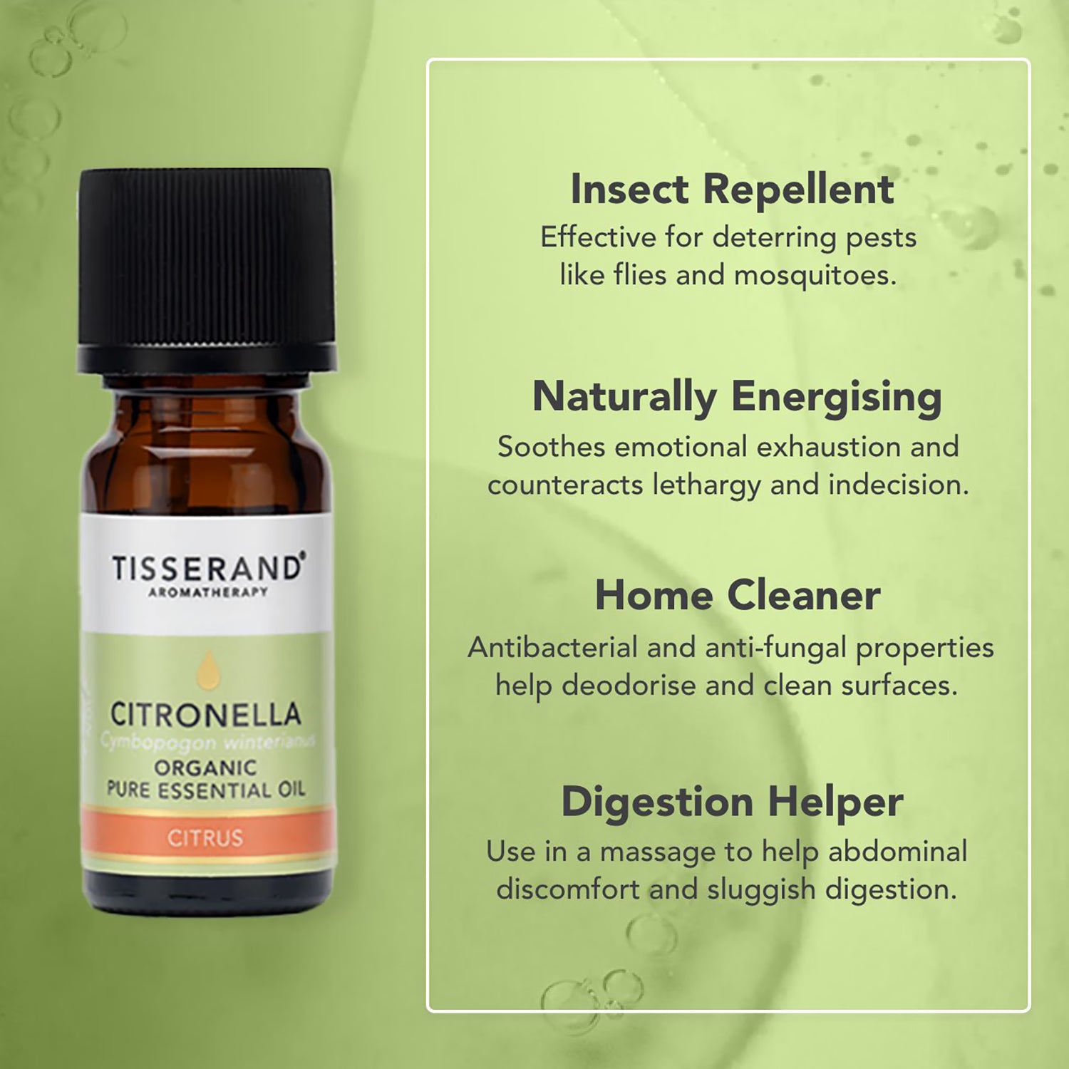 Tisserand citronella organic essential oil 9ml, UK version