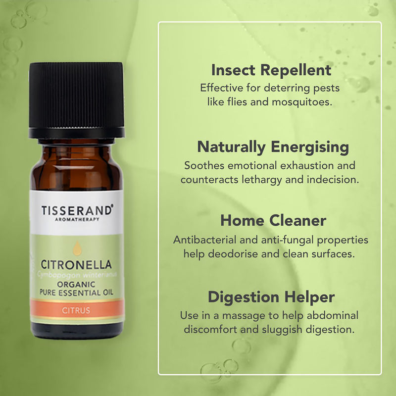 Tisserand citronella organic essential oil 9ml, UK version