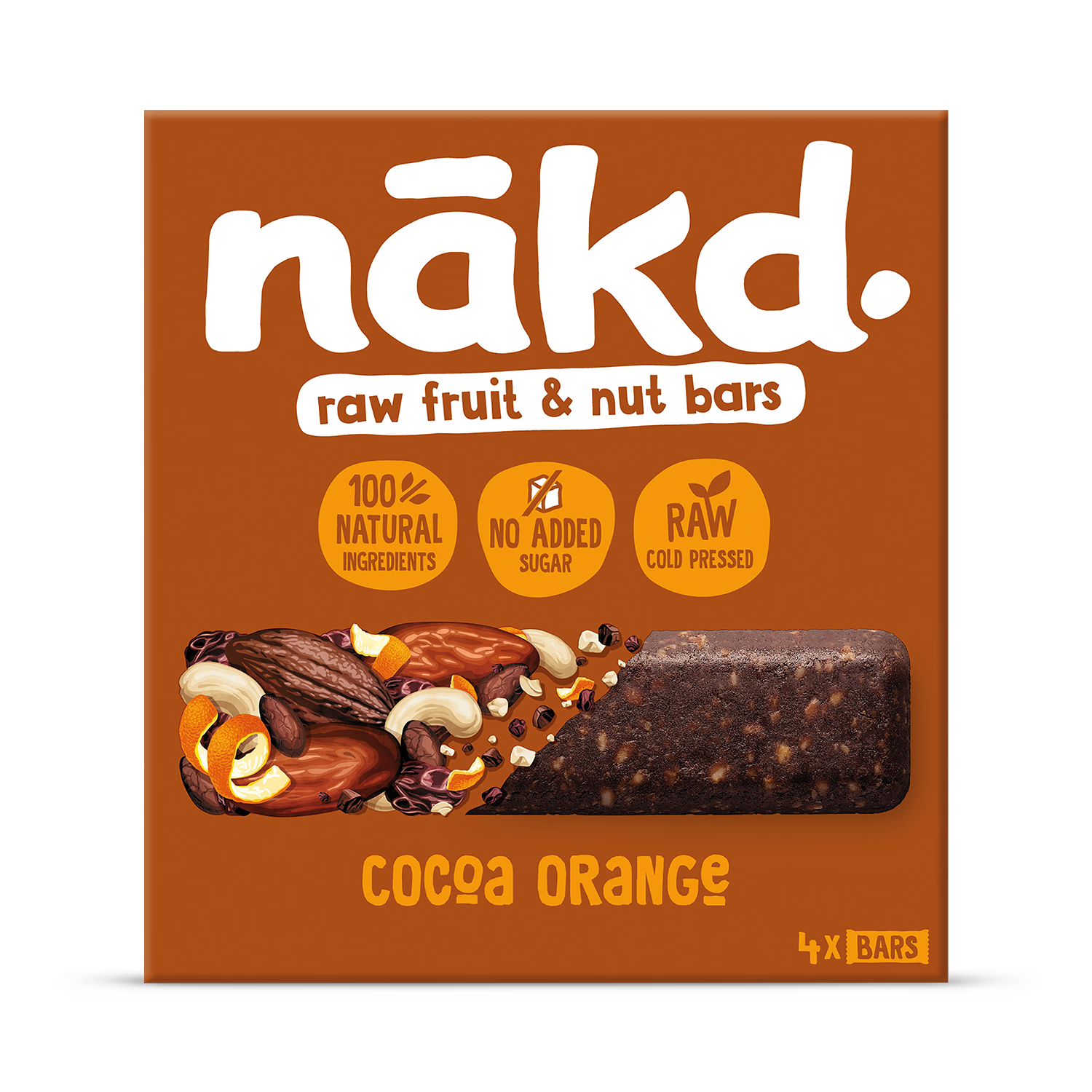 Nakd cocoa orange fruit and nut bars 4x35g (British brand)