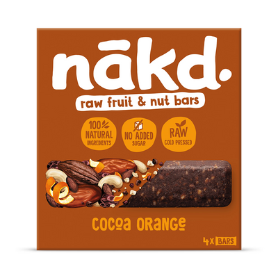 Holland & Barrett Nakd Raw Fruit & Nut Cocoa Orange Bars 4 x 35g- Buy online at McGrocer