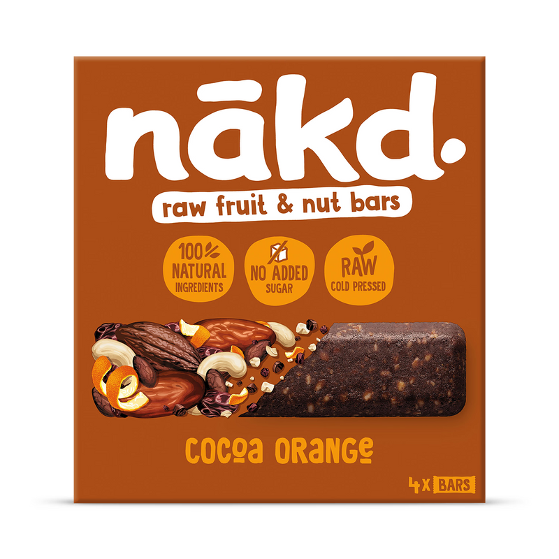 Nakd cocoa orange fruit and nut bars 4x35g (British brand)