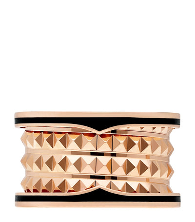Harrods Bvlgari Rose Gold and Black Ceramic B.zero1 Rock Four-Band Ring- Buy online at McGrocer