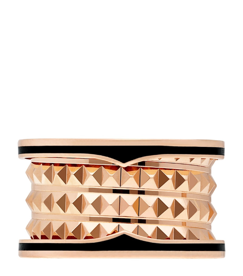 Bvlgari B.zero1 four-band ring rose gold black ceramic (British brand)