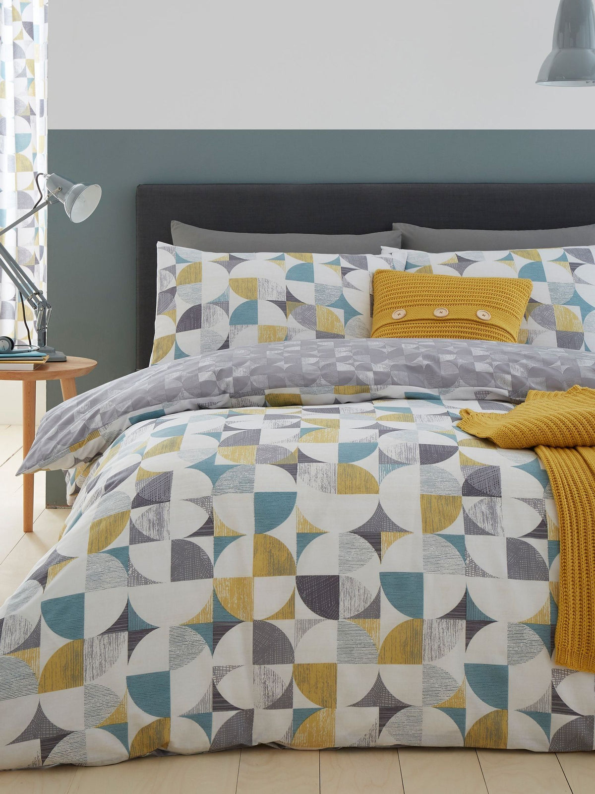 Catherine Lansfield grey retro duvet cover set - British product