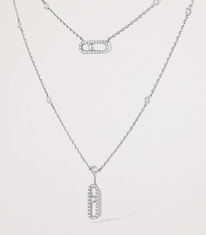 Messika Move Uno white gold diamond pave necklace 0.60ct (British brand)