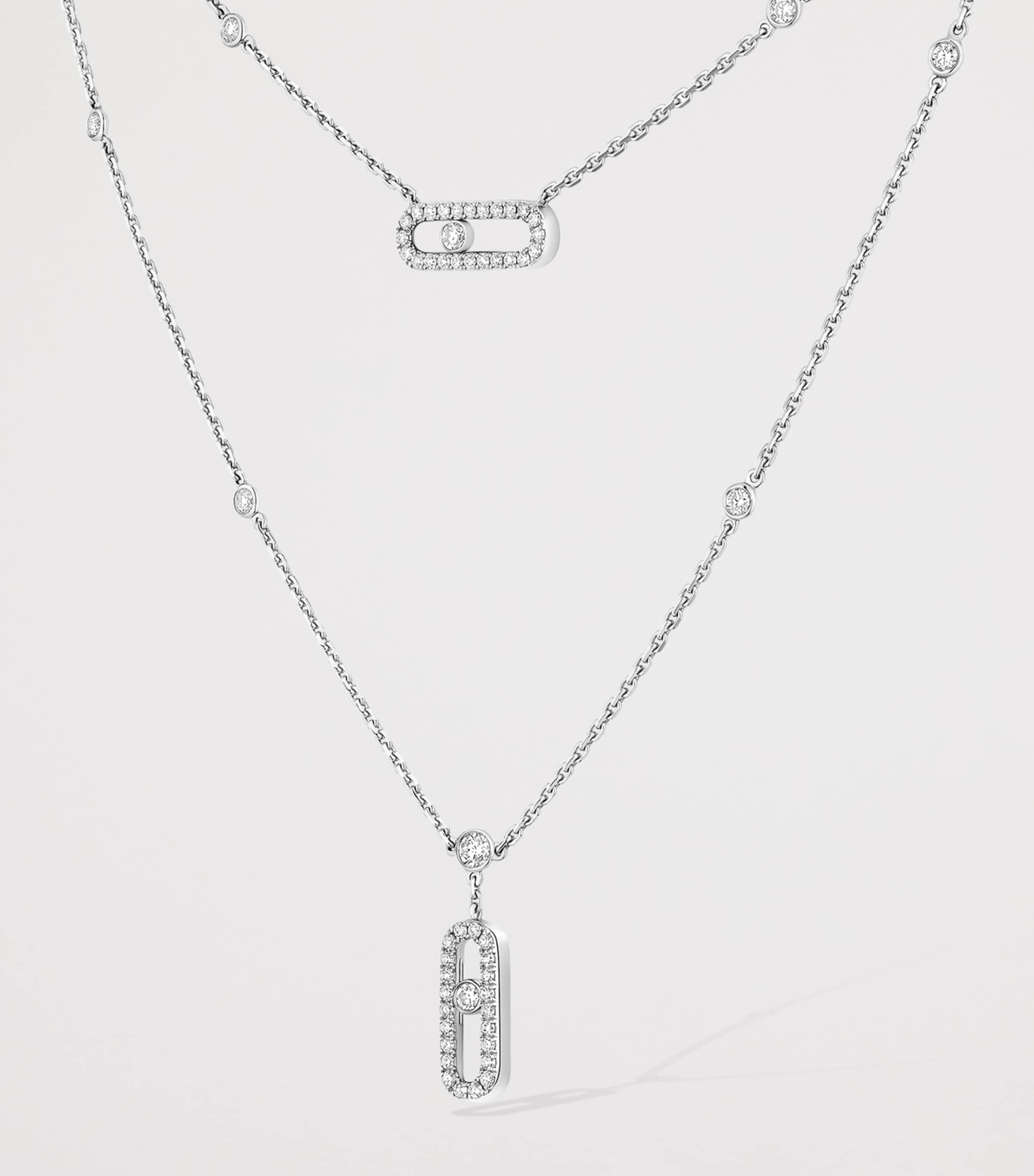 Messika Move Uno white gold diamond pave necklace 0.60ct (British brand)