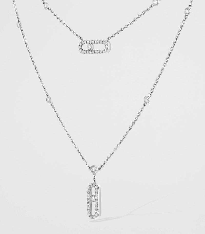 Messika Move Uno white gold diamond pave necklace 0.60ct (British brand)