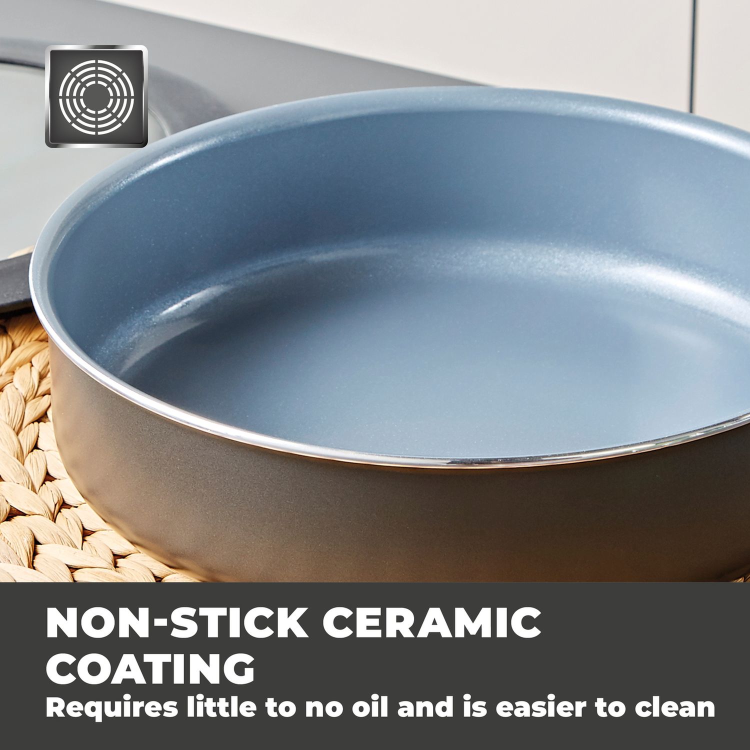 Tower Freedom 24cm ceramic non-stick sauté pan with lid, UK version