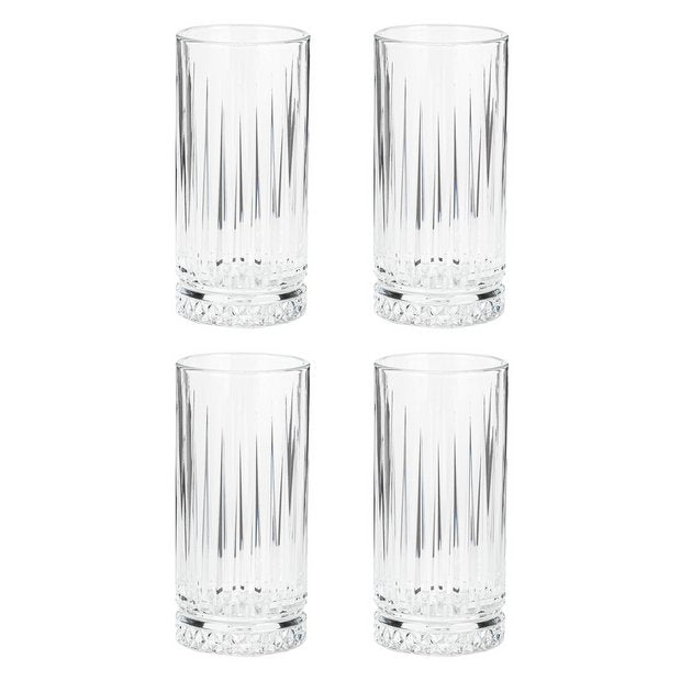 Argos Home 445ml pressed hi ball glasses set of 4 (British brand)