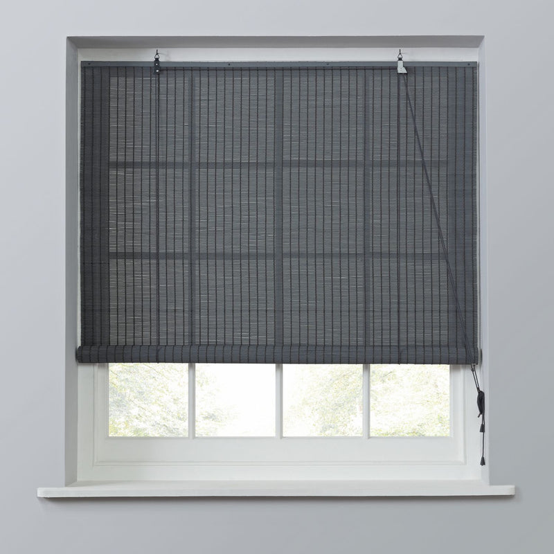 Habitat Bamboo Grey Roller Blind - 120cm