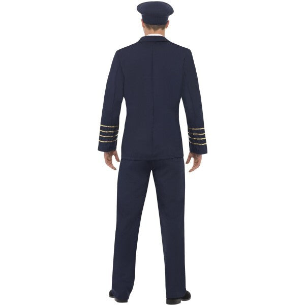 Smiffys Pilot Costume Navy Blue, imported from the UK