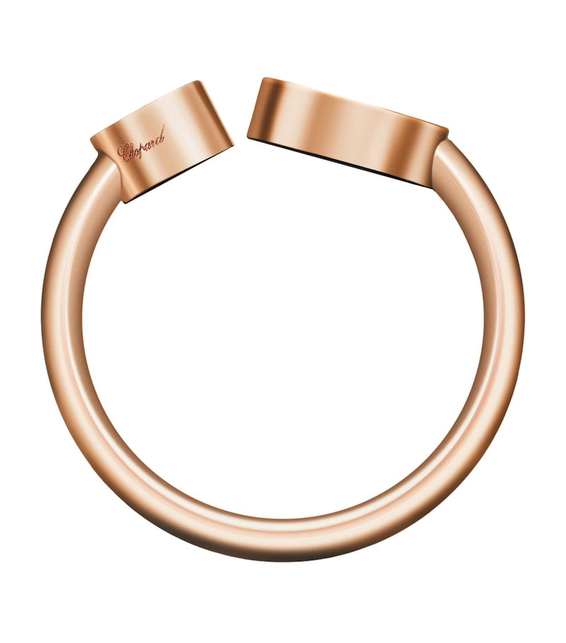 Chopard Happy Hearts rose gold onyx diamond ring, imported from the UK