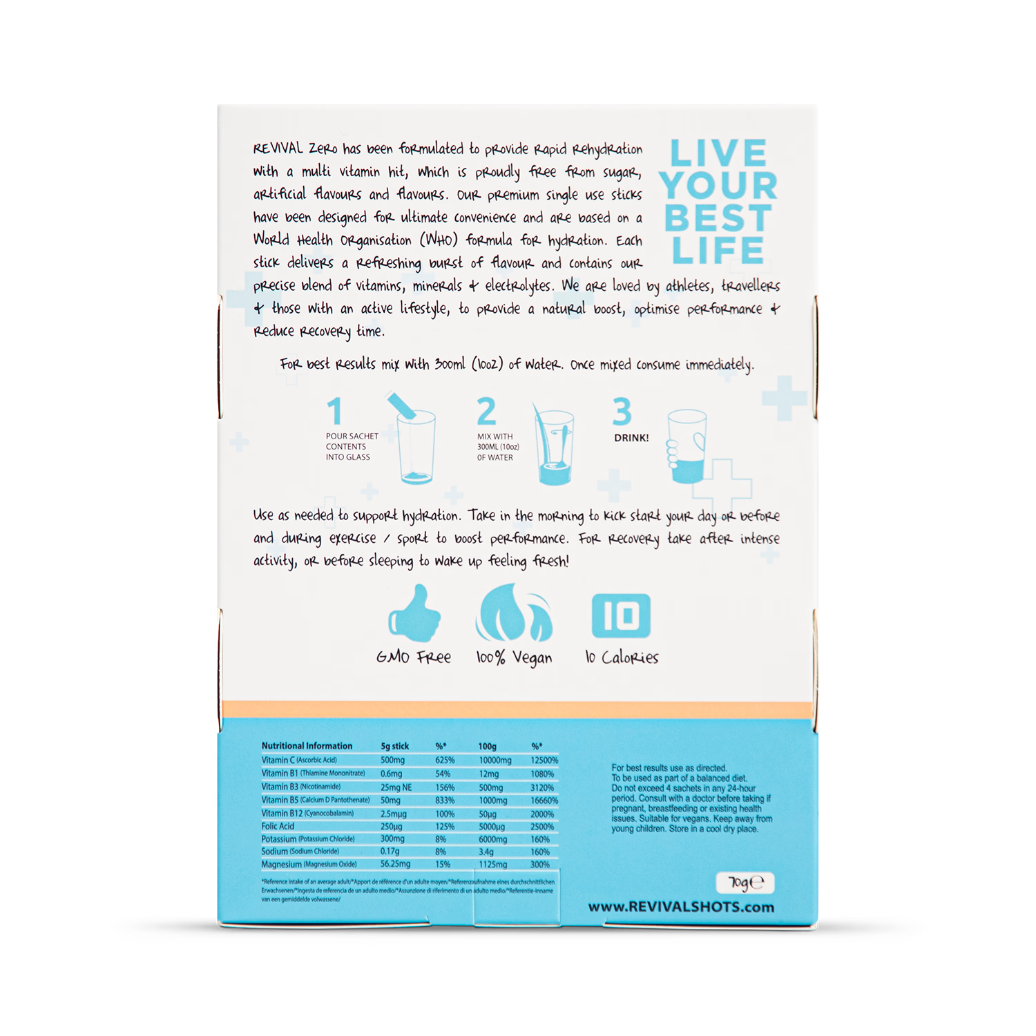 Revival Zero Peach Iced Tea drink mix sachets - British product