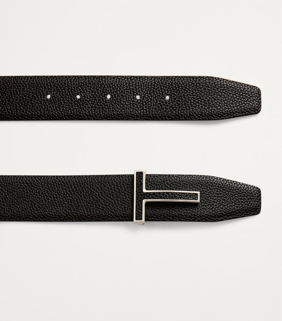 TOM FORD reversible calf leather belt with T buckle, imported from the UK